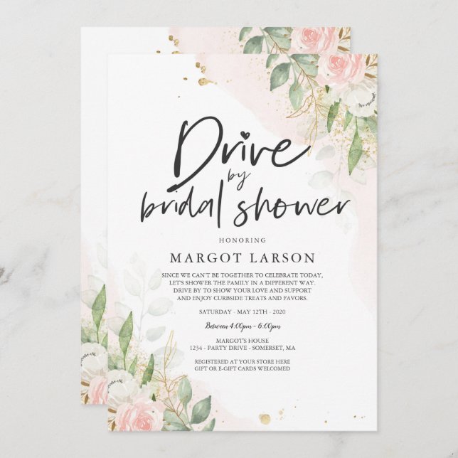 Conduite Par Une Invitation De Douche Bridal Verdu (Devant / Derrière)