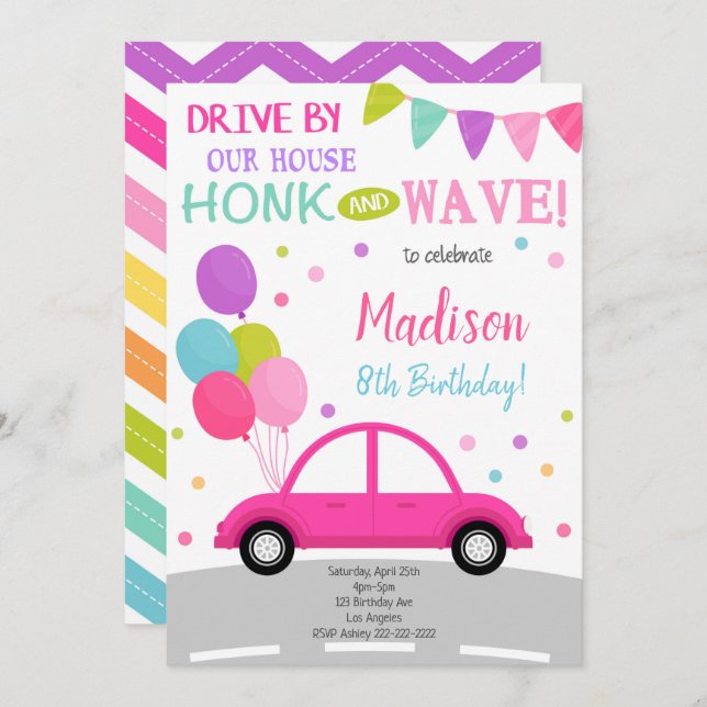 Conduite Sur Invitation, Anniversaire Invitations (Devant / Derrière)