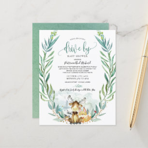 Conduite Woodland Par Baby shower Budget Invitatio