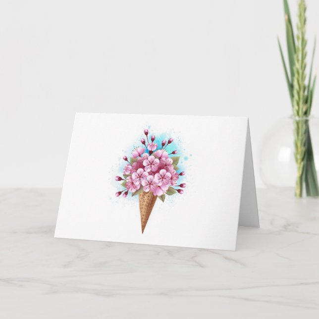 Cône de gaufre glacé rose Sakura (Devant)