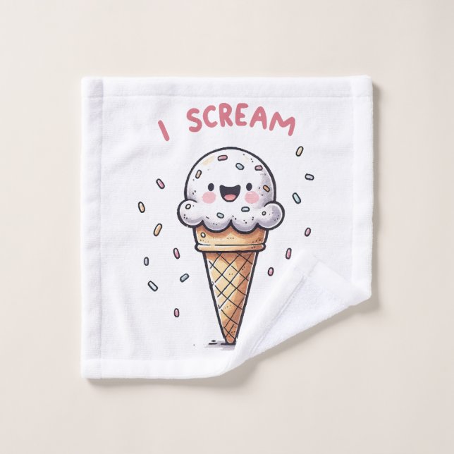 Cône de glace I Scream avec paillettes (Gant de toilette)