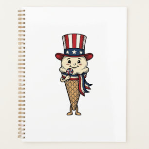 Cône de glace patriotique Dessin de gravure vintag