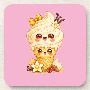 Cône de Glace Vanille Kawaii Dessous de Verre