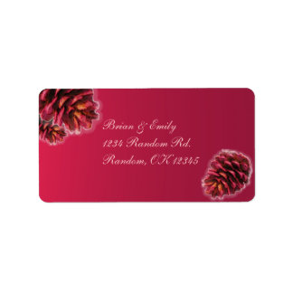 cône de pin rose rustique étiquette de adresse per
