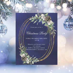 Cone pin verdure bleu Noël invitation