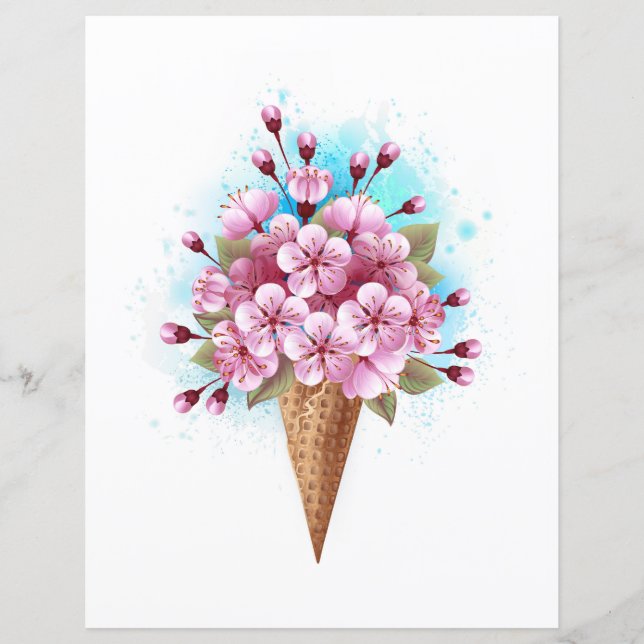 Cône rose Sakura crème glacée gaufre (Devant)