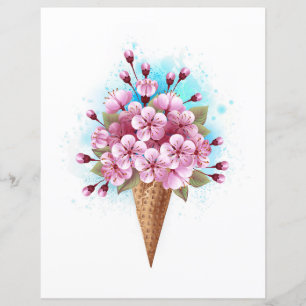 Cône rose Sakura crème glacée gaufre