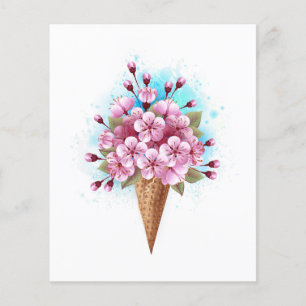 Cône rose Sakura crème glacée gaufre
