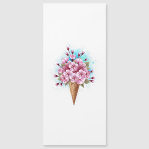 Cône rose Sakura crème glacée gaufre
