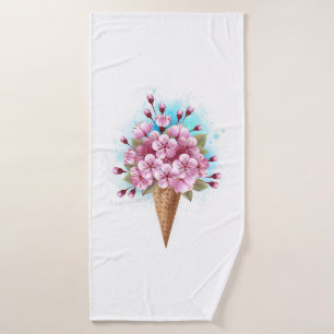 Cône rose Sakura crème glacée gaufre