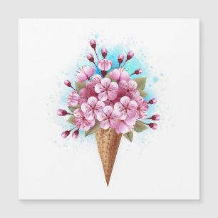 Cône rose Sakura crème glacée gaufre