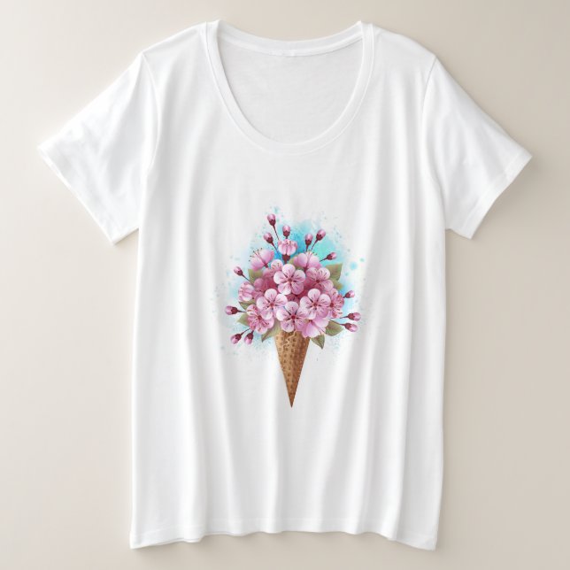 Cône rose Sakura crème glacée gaufre (Design devant)
