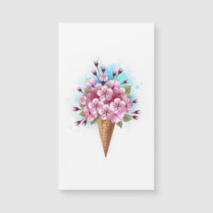 Cône rose Sakura crème glacée gaufre