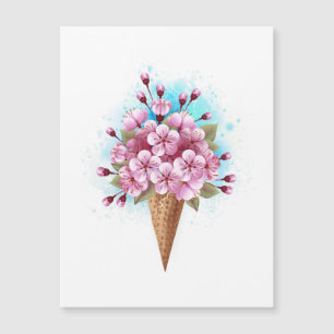 Cône rose Sakura crème glacée gaufre