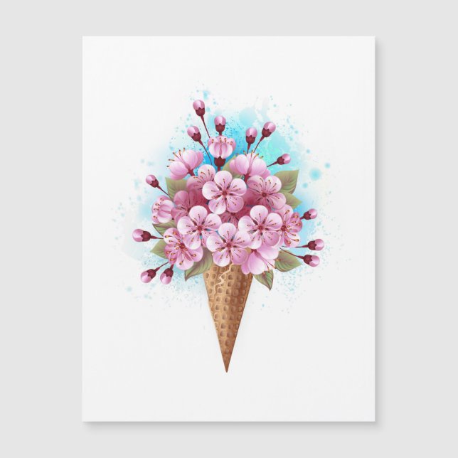 Cône rose Sakura crème glacée gaufre (Devant)