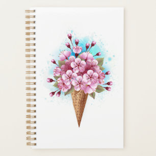 Cône rose Sakura crème glacée gaufre
