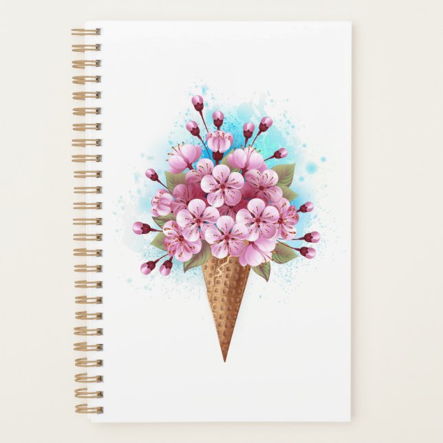 Cône rose Sakura crème glacée gaufre (Devant)