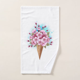 Cône rose Sakura crème glacée gaufre