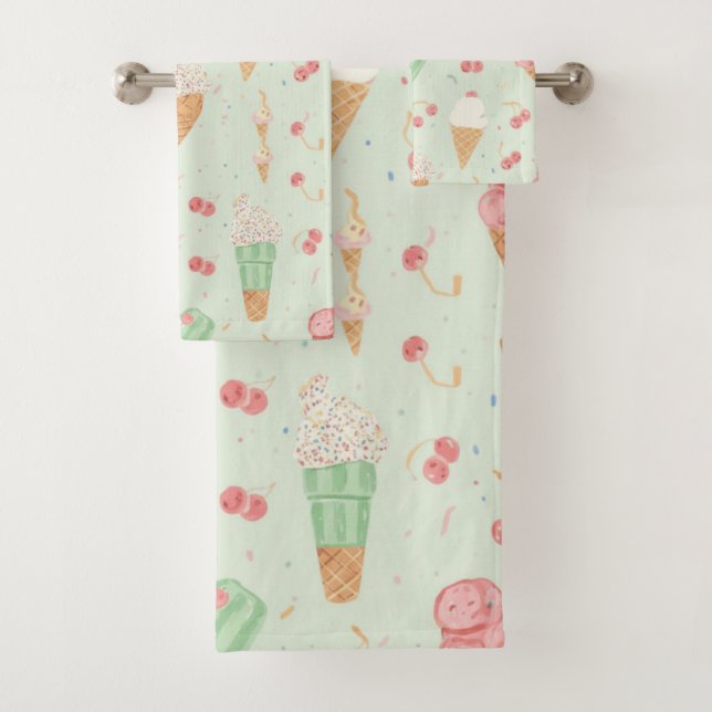 Cônes de glace sucrés Pastel Menthe Été (En situation)