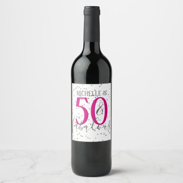 Confetti 50 & Fabuleux Étiquettes de vin de fête d (Devant)