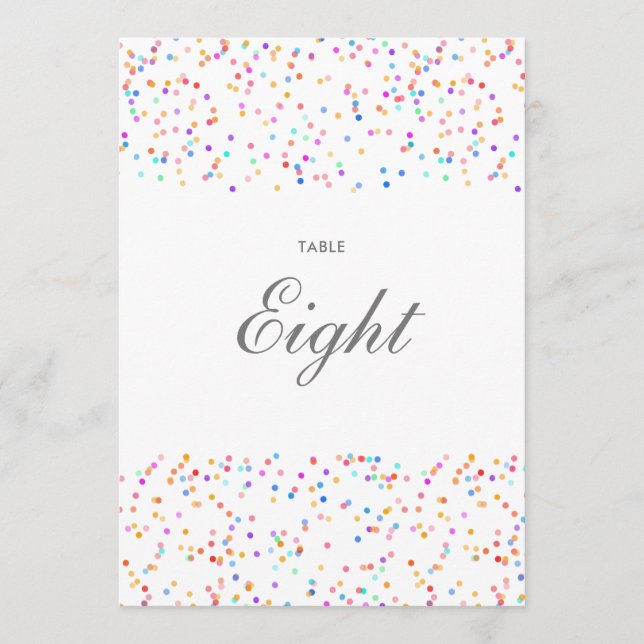Confetti arc-en-ciel coloré Numéro de table (Devant)