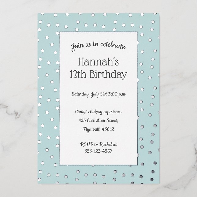 confetti argent pastel bleu anniversaire carte pos (Recto)