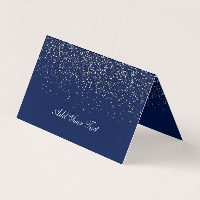 Confetti bleu foncé et argent | Cartes (Devant)