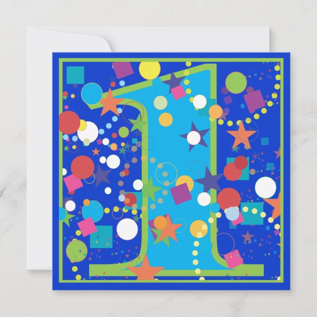 Confetti Circus 1er Anniversaire Invitation (Devant)