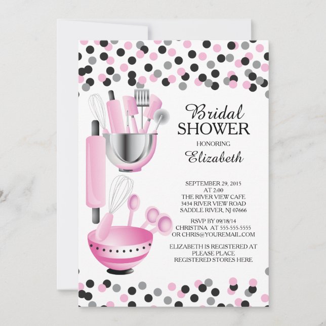 Confetti Cuisine moderne Invitations de douche nup (Devant)
