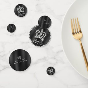 Confetti de table blanche noire de la Couronne bri