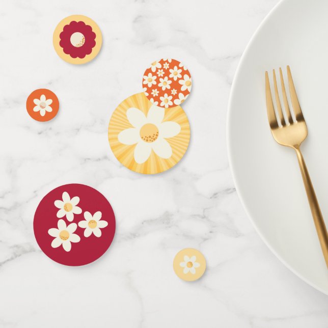 Confetti de table de marguerite rétro | Super Flor (Groupe)