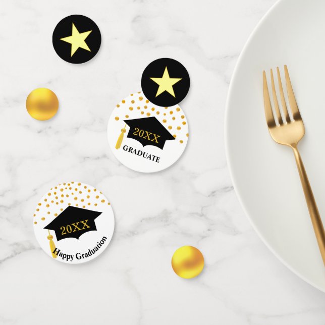 Confetti de table noir de graduation et casquette  (Groupe)