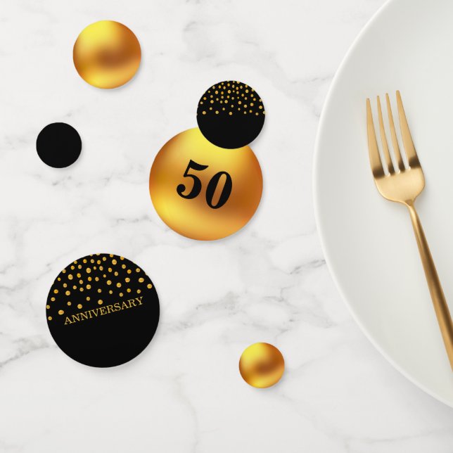 Confetti de table noir et or pour 50 ans/Anniversa (Groupe)
