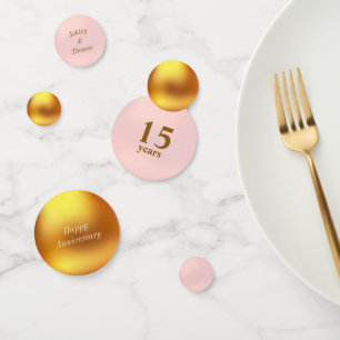 Confetti de table or et rose pour 15e anniversaire