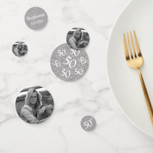 Confetti de table photo 50e anniversaire paillette