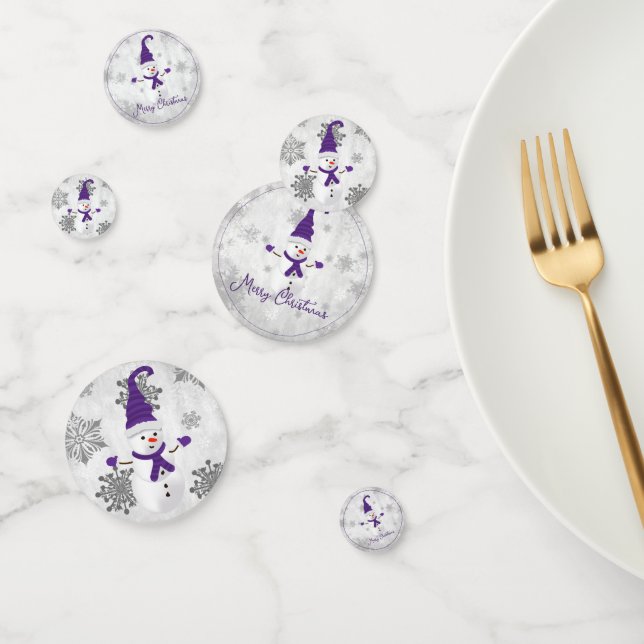 Confetti de table pourpre mou Snowman (Groupe)