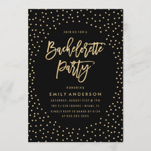 Confetti d'or   Bachelorette Party Invitation