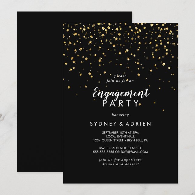 Confetti d'or | Invitation du Black Engagement Par (Devant / Derrière)