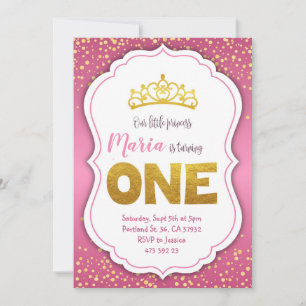 Confetti d'or rose Princesse Invitation d'annivers