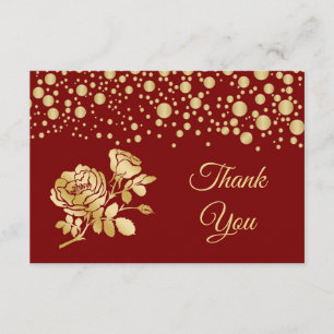 Confetti d'or, roses sur Merci Mariage rouge