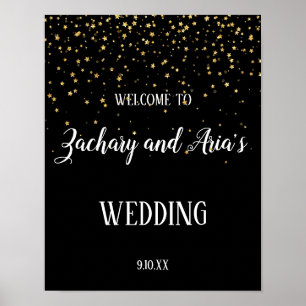 Confetti d'or sur Affiche de bienvenue Mariage noi