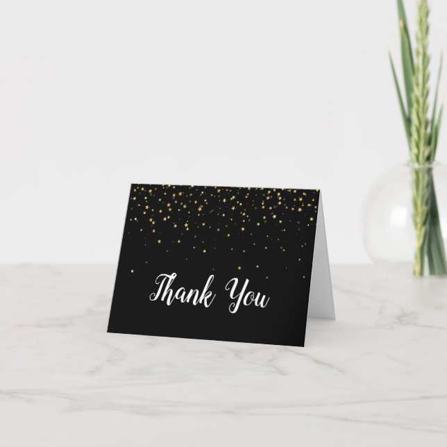 Confetti d'or sur la Carte de remerciements de Gra (Devant)