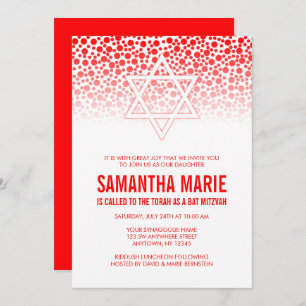 Confetti Dots Bat mitzvah rouges Invitations