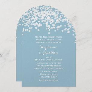 Confetti Dusty Poudre Bleu Mariage Invitations