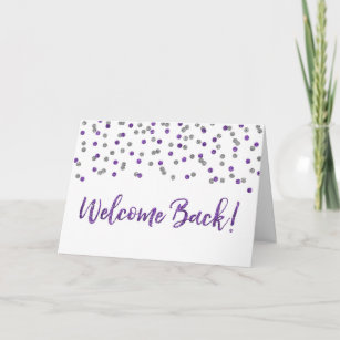 Confetti en argent violet - Carte de retour