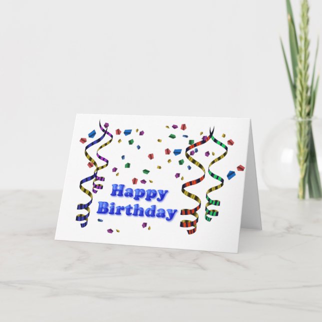 Confetti et Streamers Bonne carte d'anniversaire (Devant)