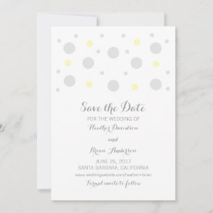 Confetti gris jaune Enregistrer la date Invitation