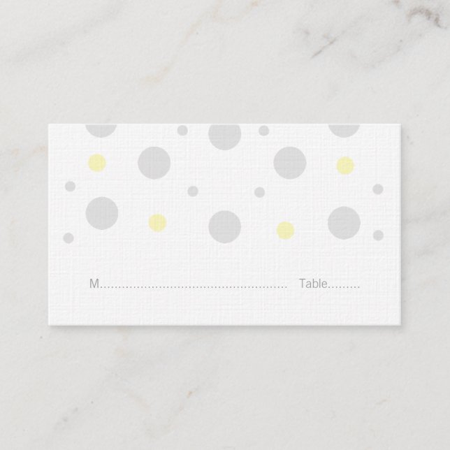 Confetti Jaune Gris Mariage Cartes de Place (Devant)