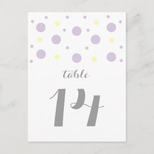 Confetti jaune pourpre Numéro de table Carte posta