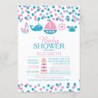 Confetti Nautical Girls Baby shower Invitation